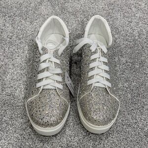 De Blossom Collection Glittering Silver Sneakers